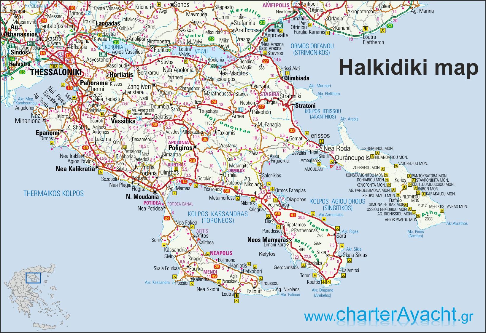 халкидики карта Халкидики Грчка карта Халкидики карта Грчке (Јужна Европа   Европа) халкидики карта